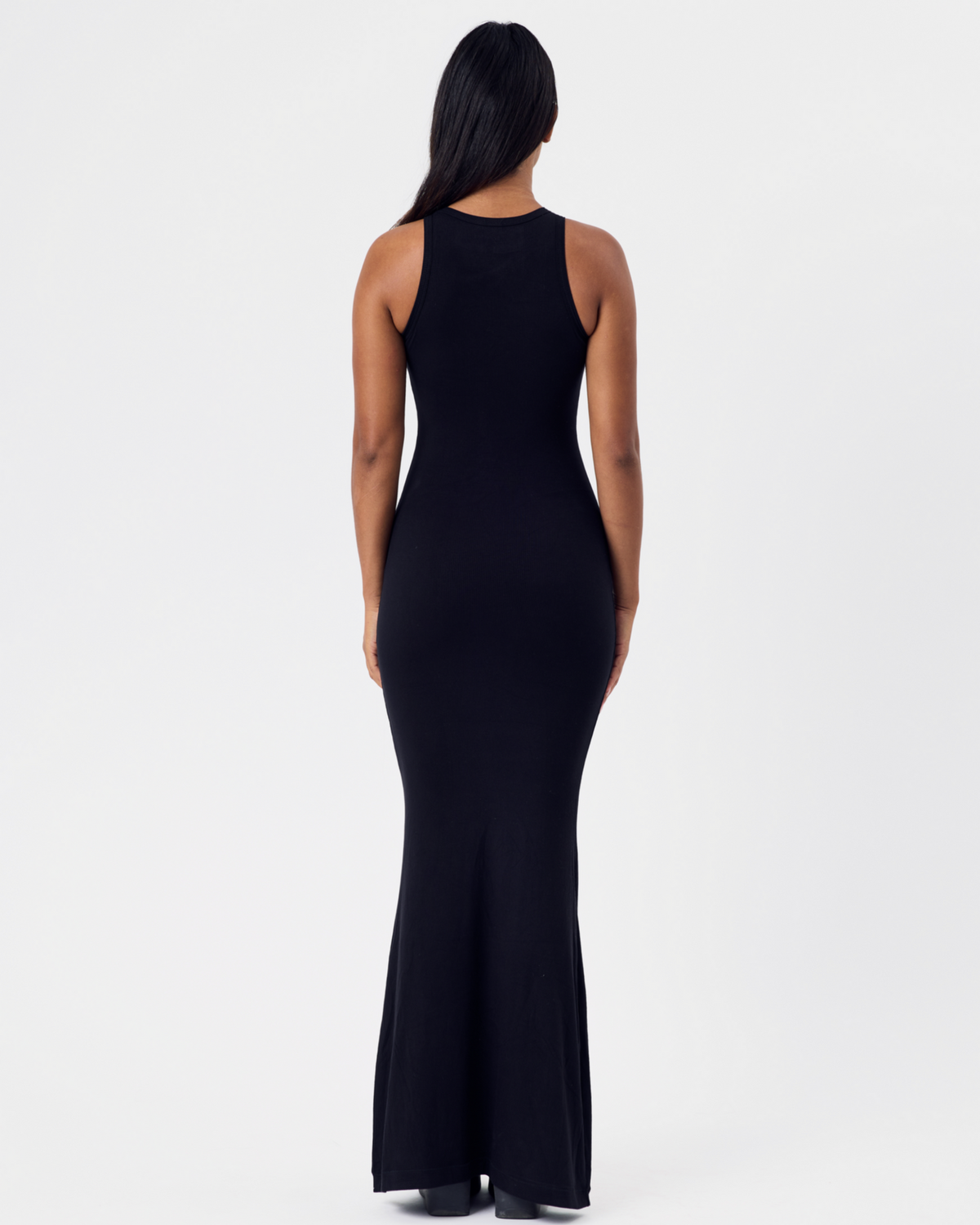 Ribbed Cotton Maxi Dress 1 — Jet Black