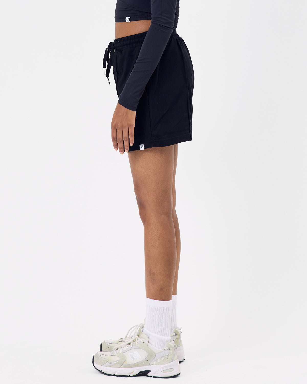 Line Cotton Shorts — Jet Black