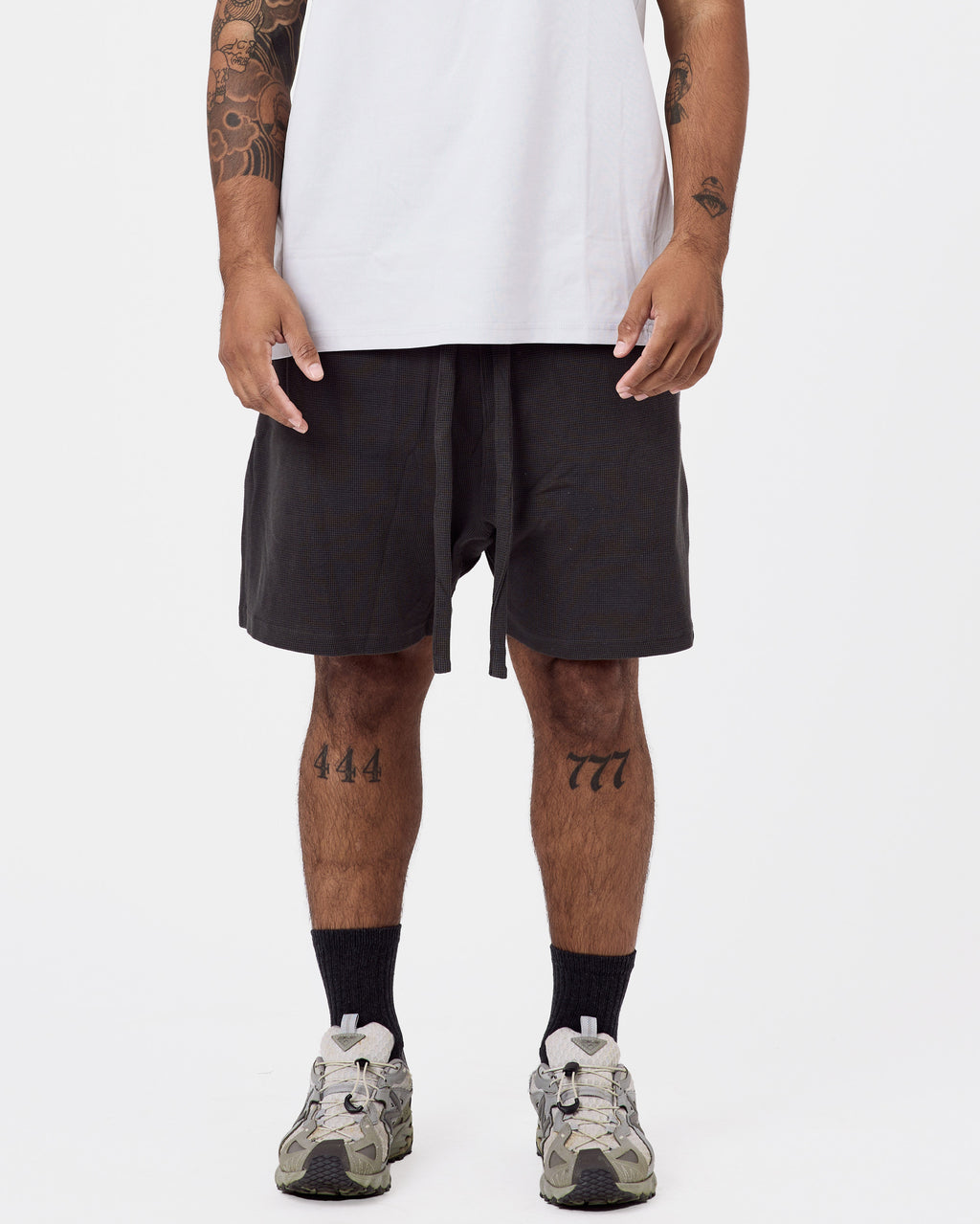 Textured Cotton Shorts — Dark Gray