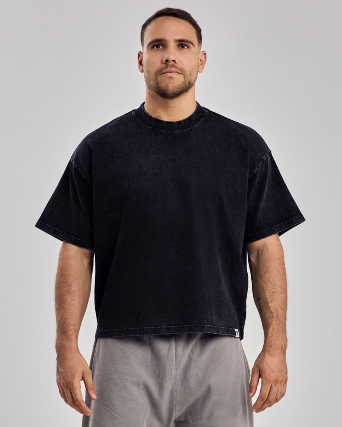 Oversized Acid Boxy T-Shirt — Washed Black
