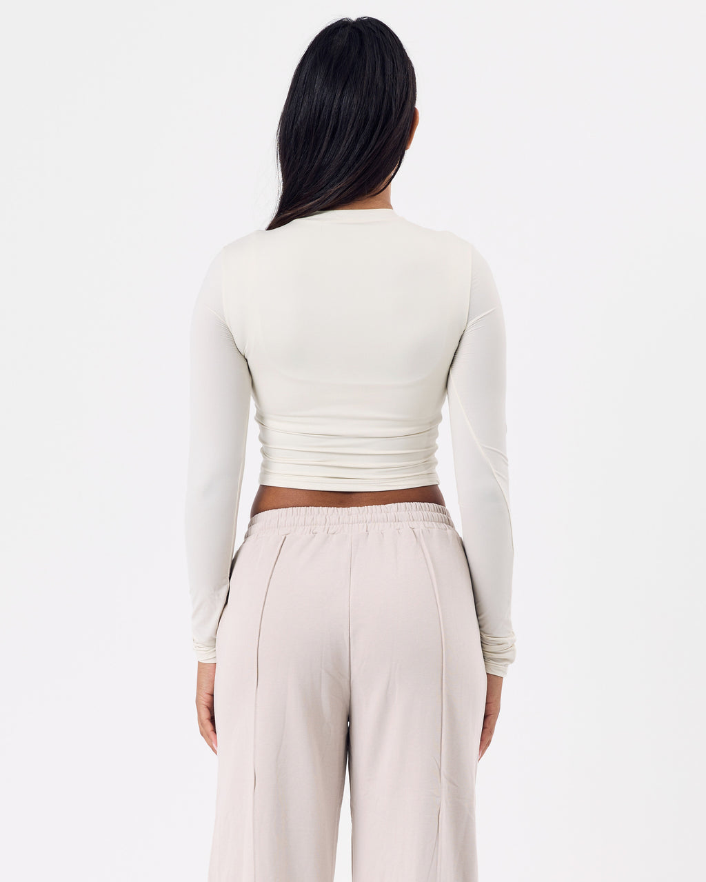 NKD Long Sleeve Cropped Top — Milky White