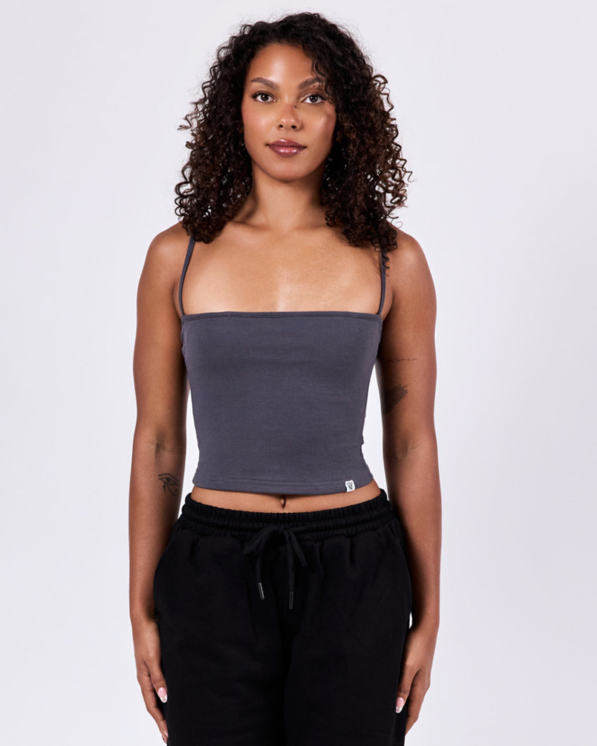 Ribbed Structured Tank Top — Steel Gray