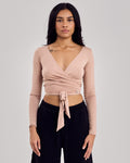 Ballet Wrap Cotton Top — Milk Tea
