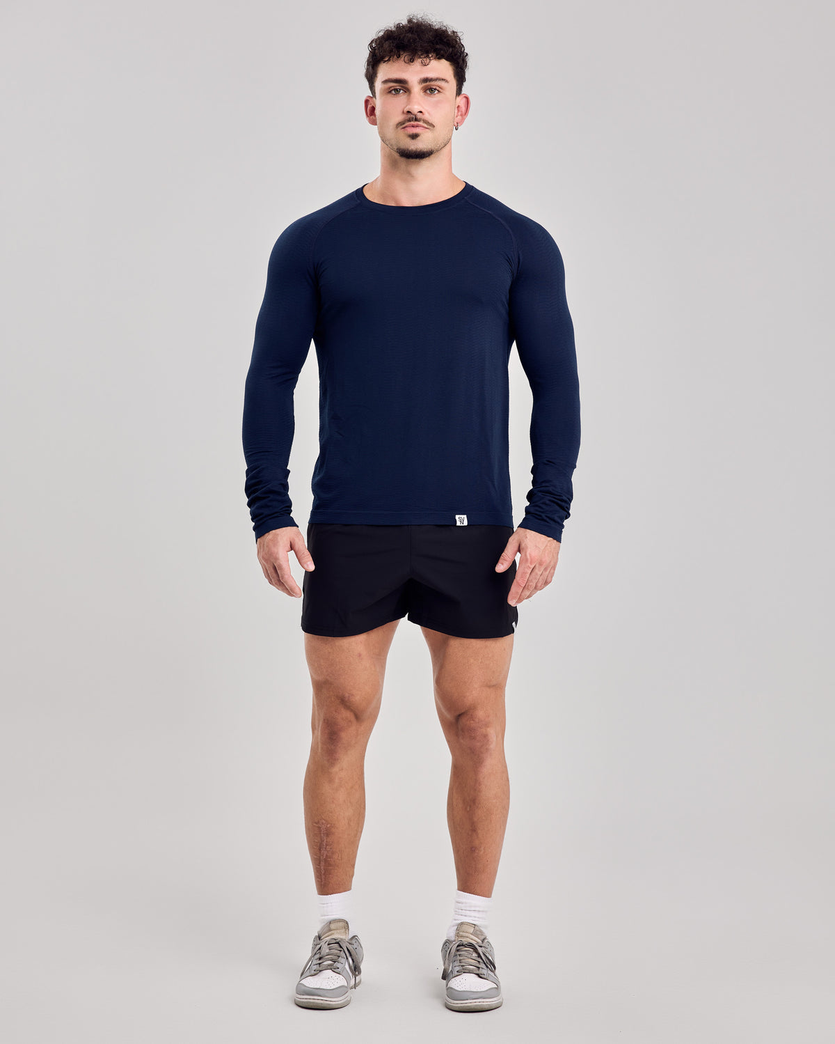 Textured Long Sleeve Jersey — Dark Blue