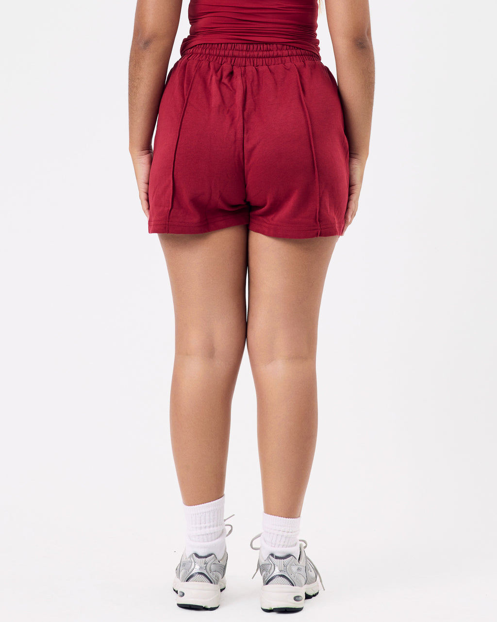 Line Cotton Shorts — Cherry Red