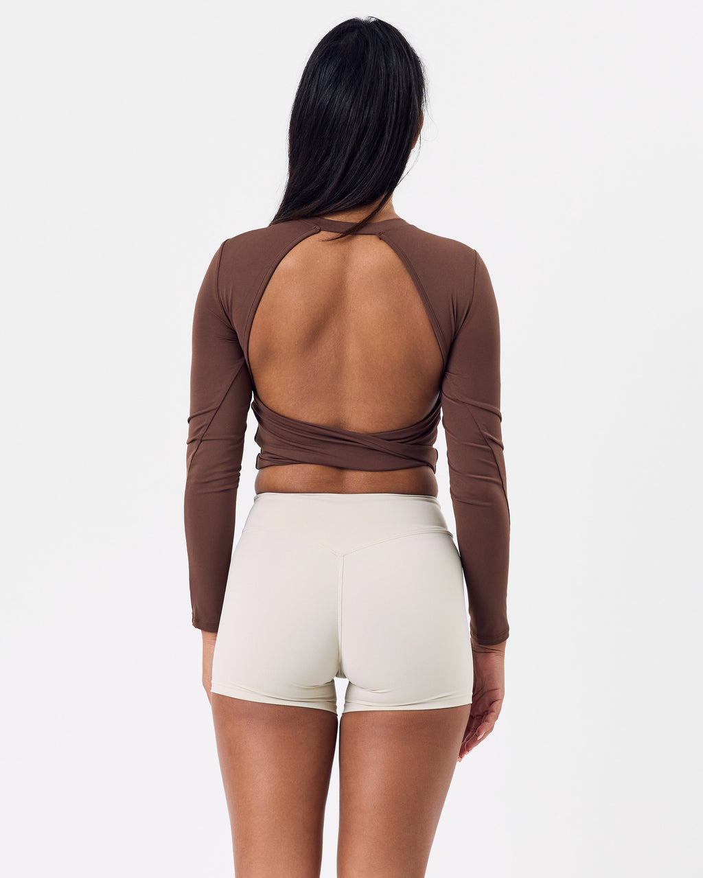 Open Back Long Sleeve Top — Ultimate Brown
