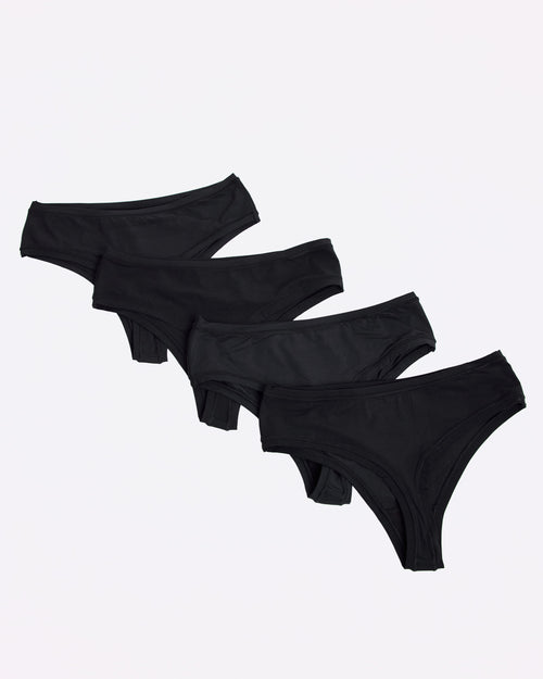 4 Pack Invisible High Waist Thong - Unity Set — Jet Black