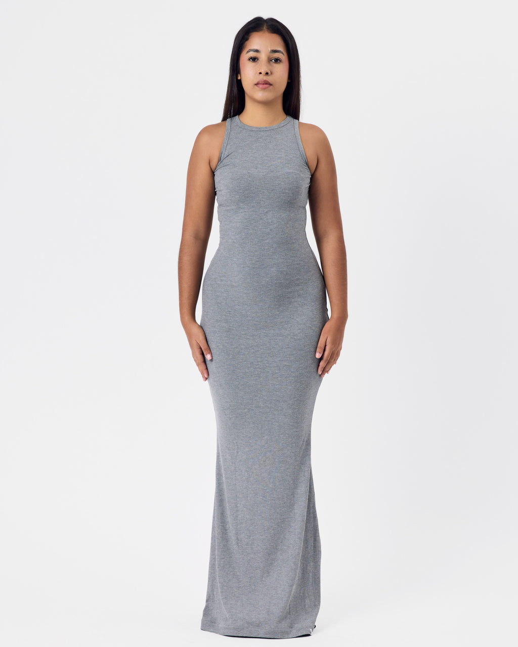 Ribbed Cotton Maxi Dress 1 — Fog Gray