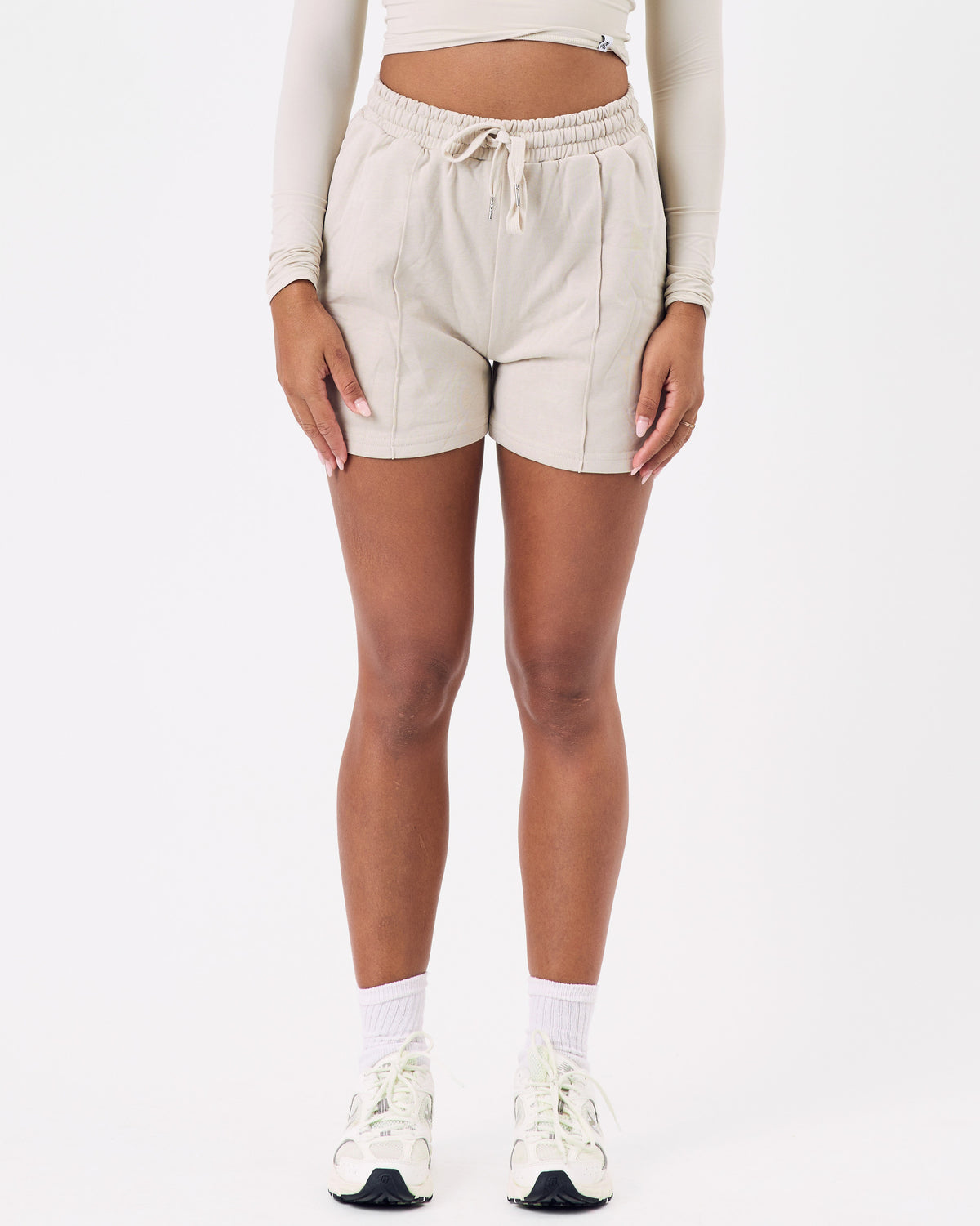 Line Cotton Shorts — Warm Oat