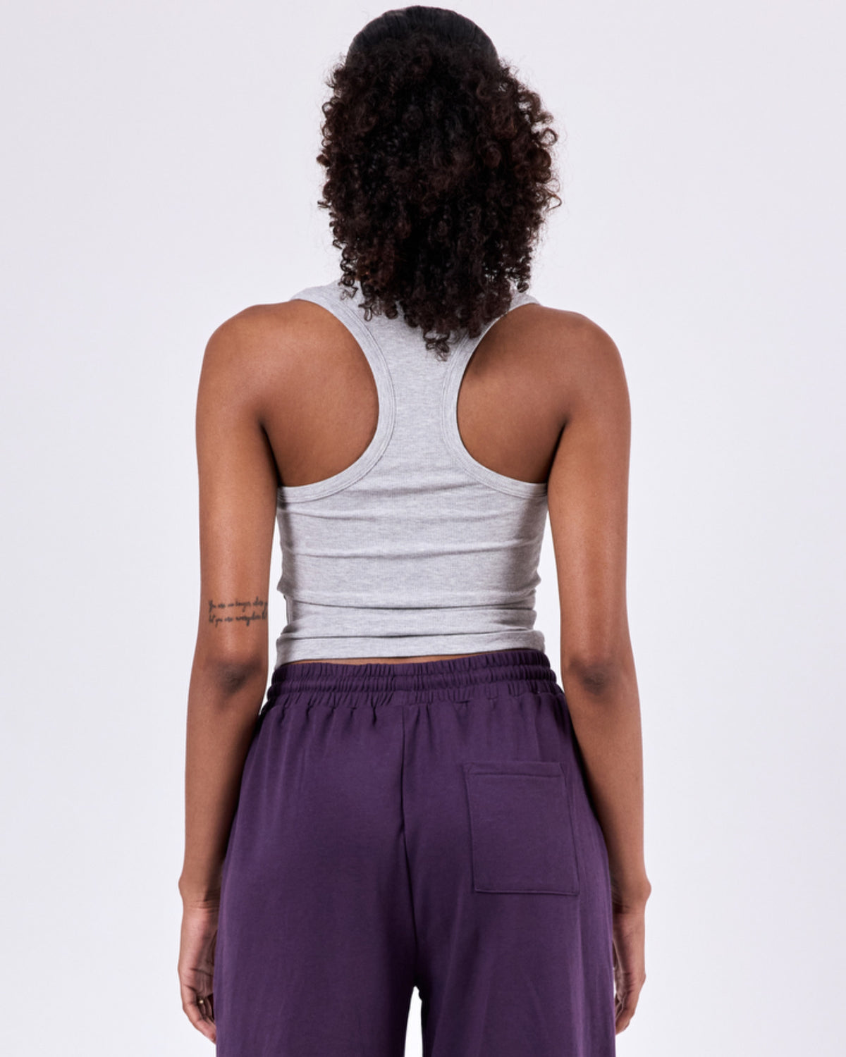 Ribbed Buttoned Tank Top — Light Gray