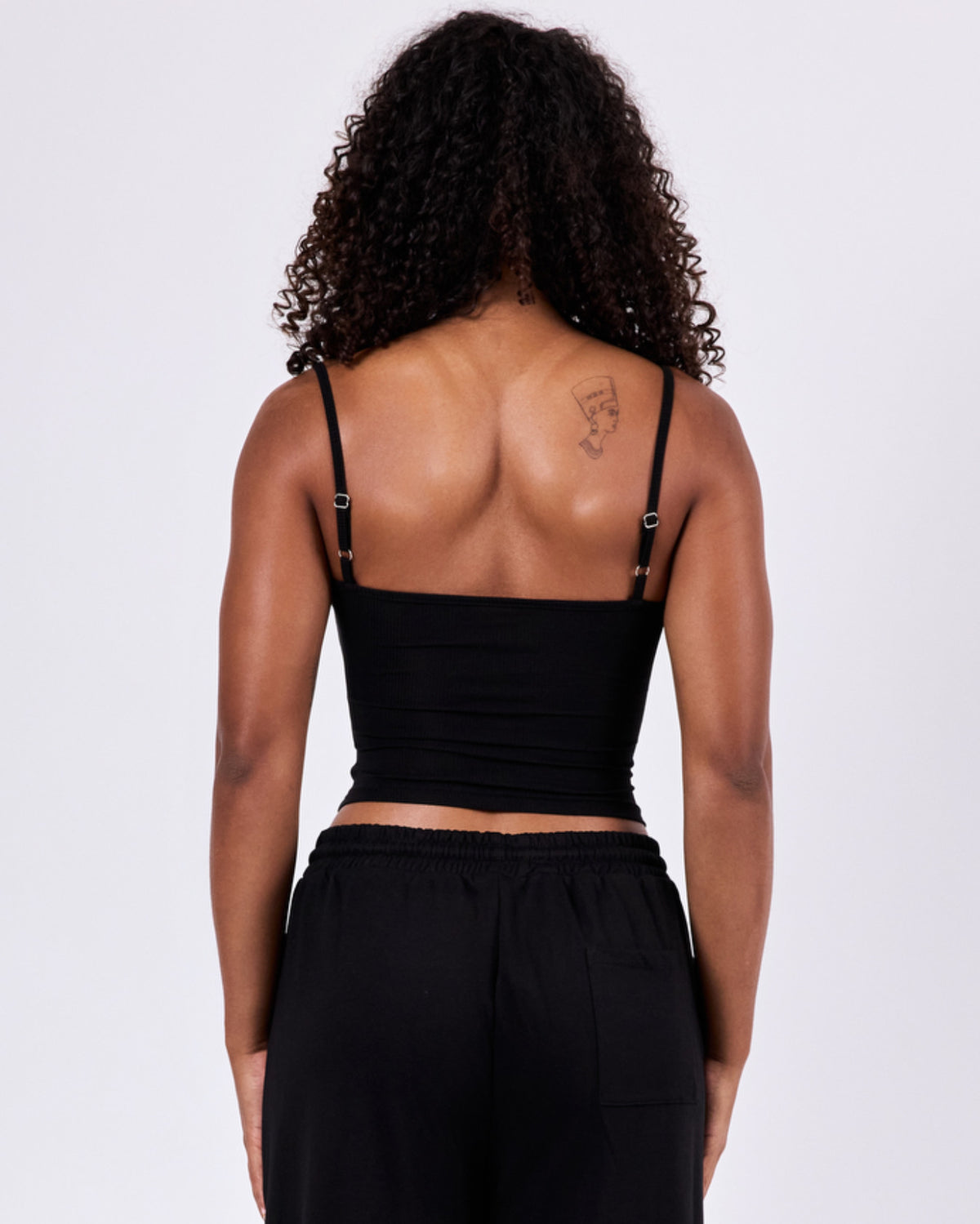 Ribbed Structured Tank Top — Jet Black
