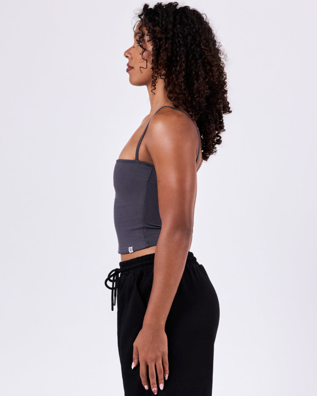 Ribbed Structured Tank Top — Steel Gray