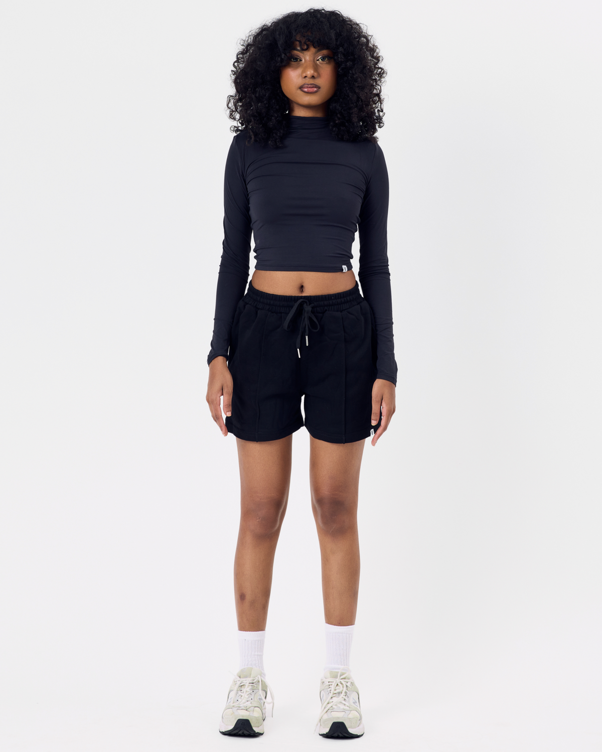 Line Cotton Shorts — Jet Black