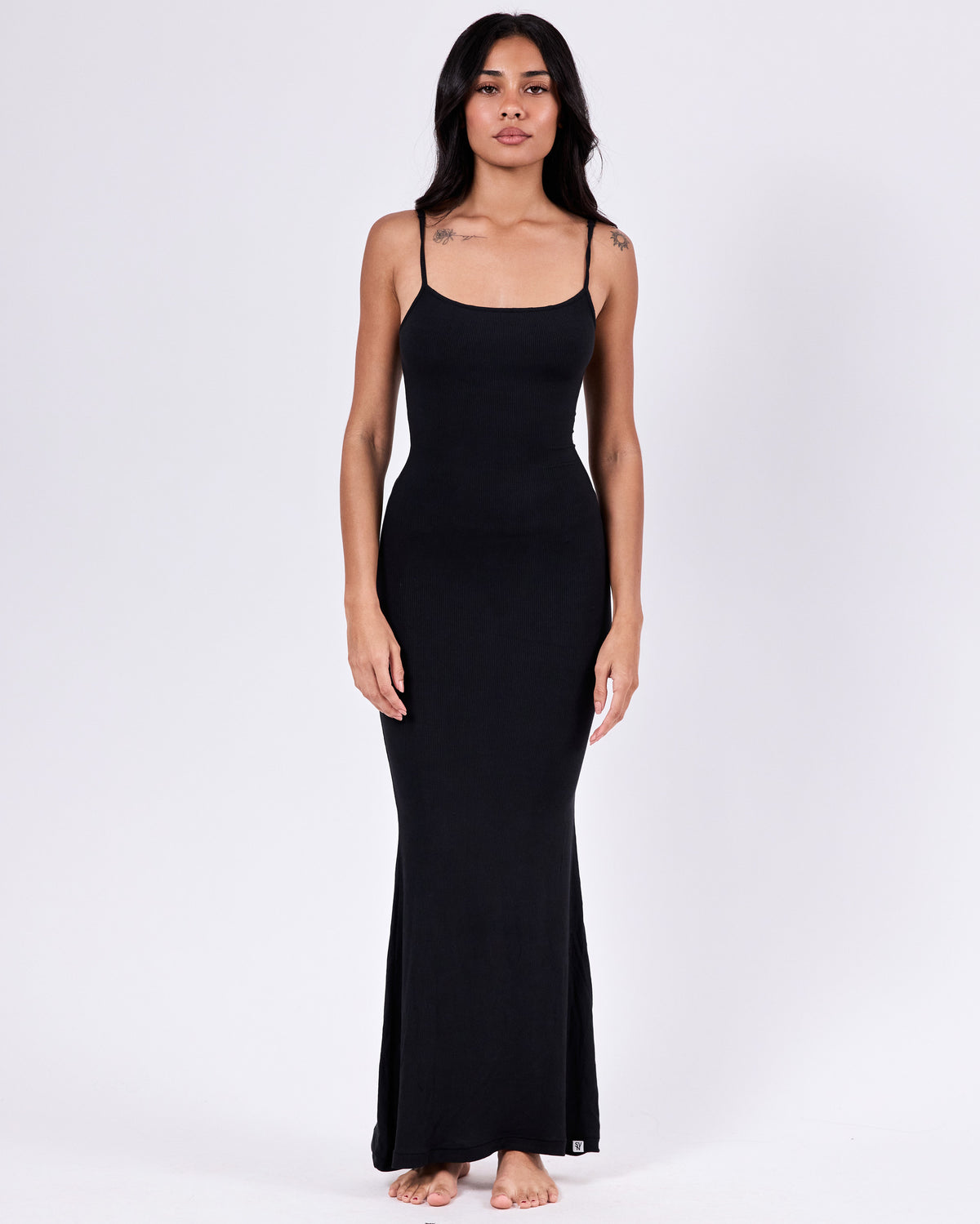 Ribbed Cotton Maxi Dress 2 — Jet Black