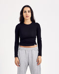 Cotton Long Sleeve Top — Jet Black