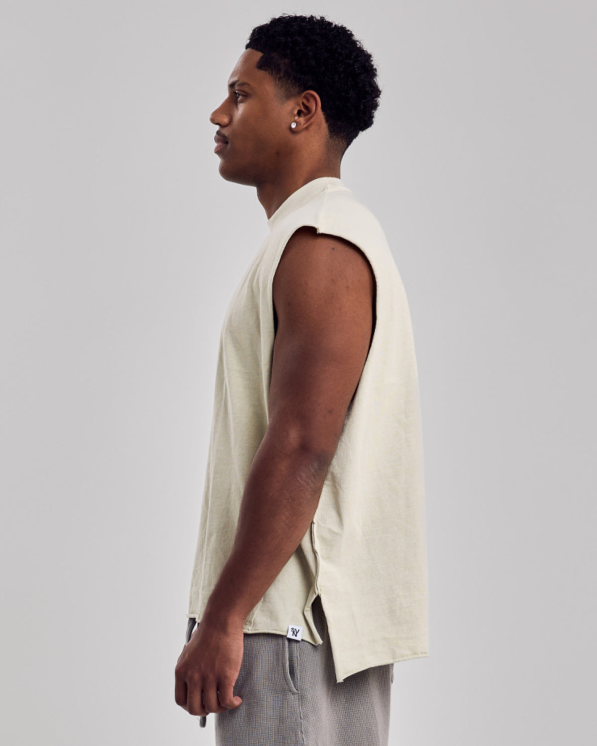 Oversized Washed Cotton Tank Top — Light Apple