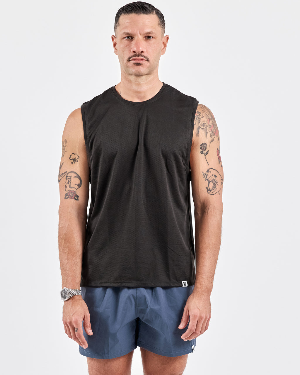 Quick Dry Mesh Tank Top — Jet Black