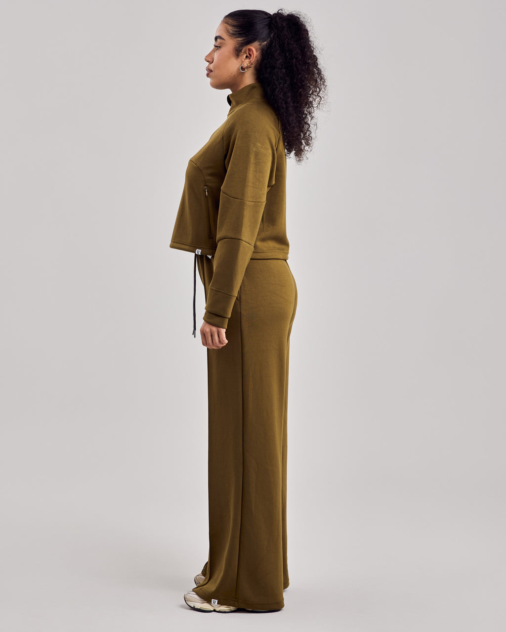 Cloud Wide Leg Jogger Pants — Olive Green