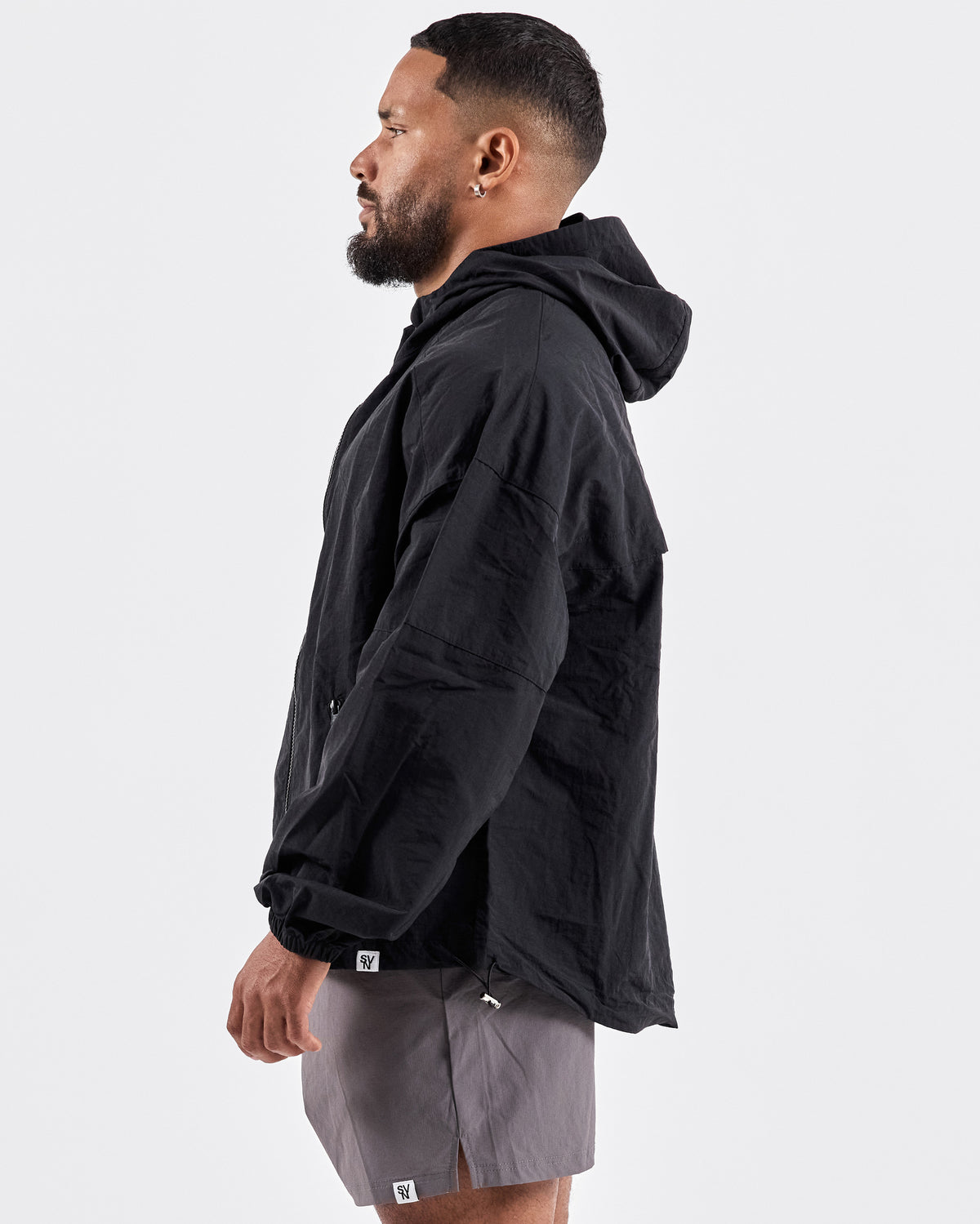 Hooded Zip Windbreaker — Jet Black