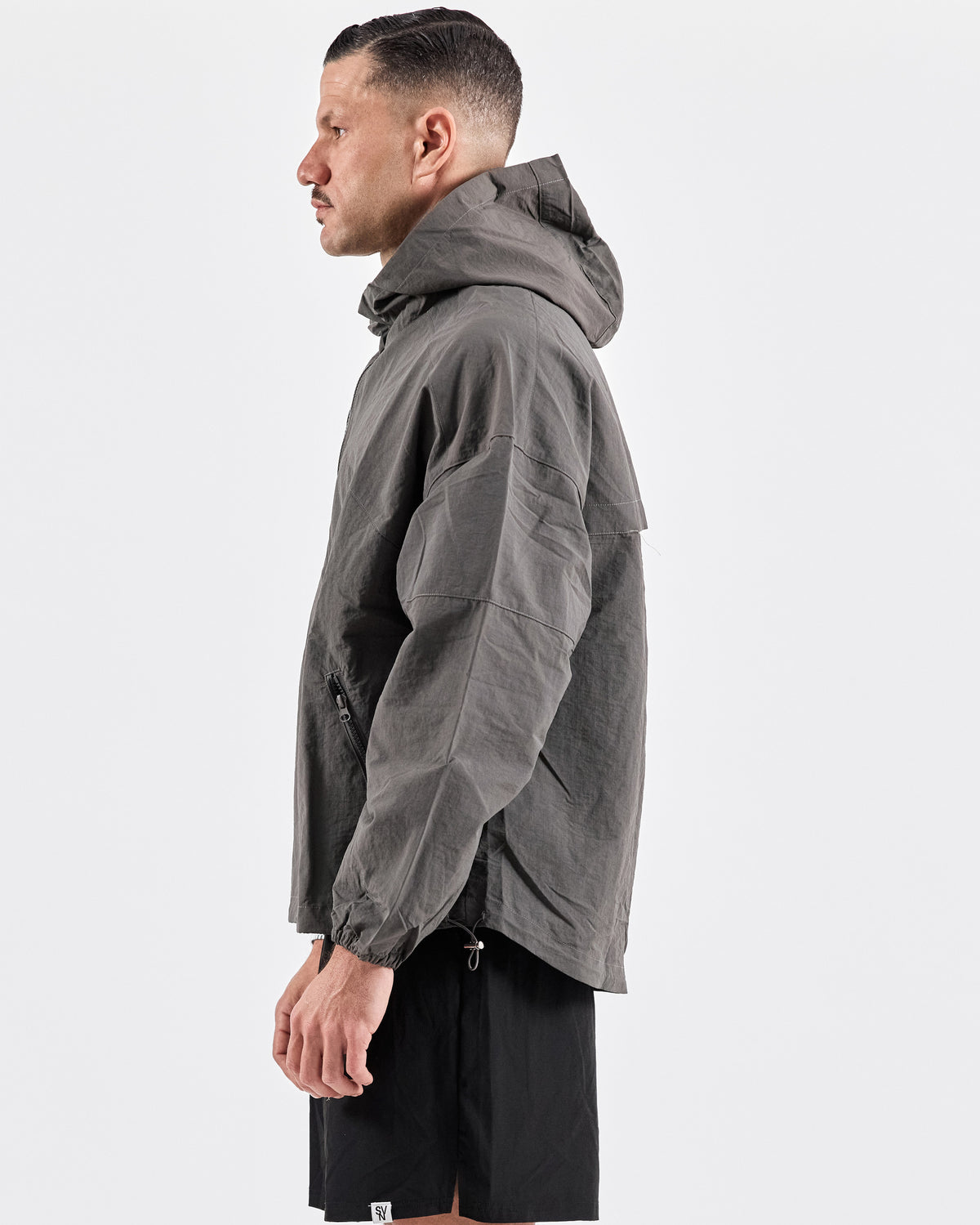 Hooded Zip Windbreaker — Iron Gray