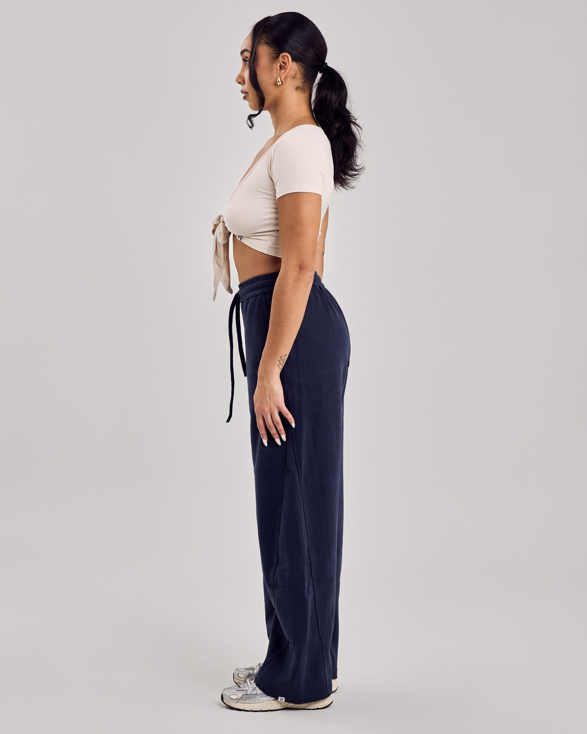 Cotton Wrap Short Sleeve Top — Sand