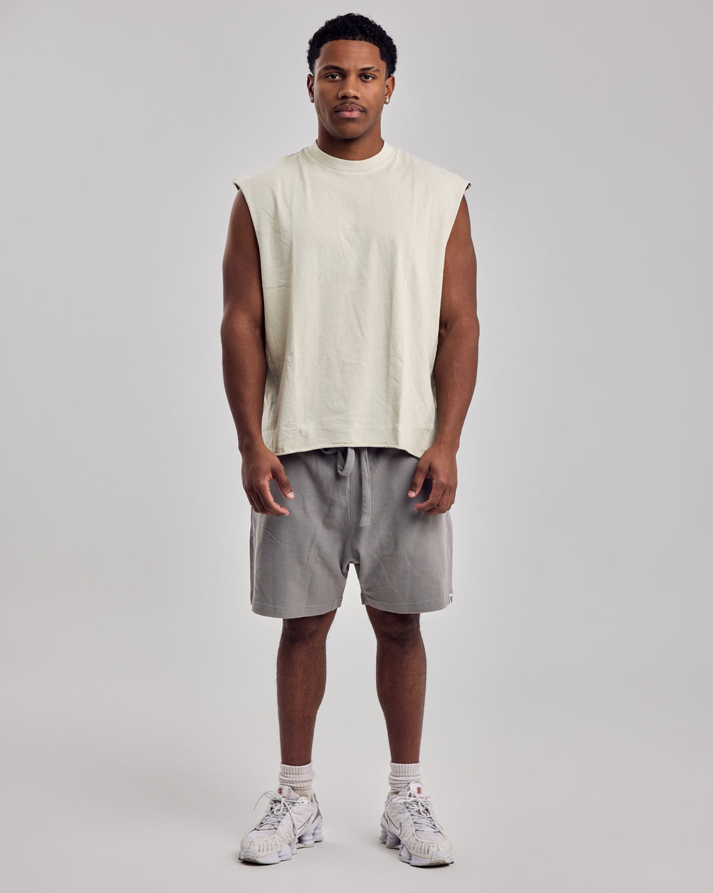 Oversized Washed Cotton Tank Top — Light Apple