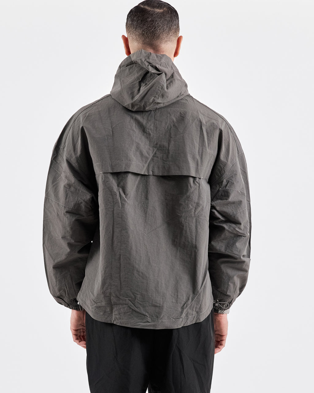 Hooded Zip Windbreaker — Iron Gray