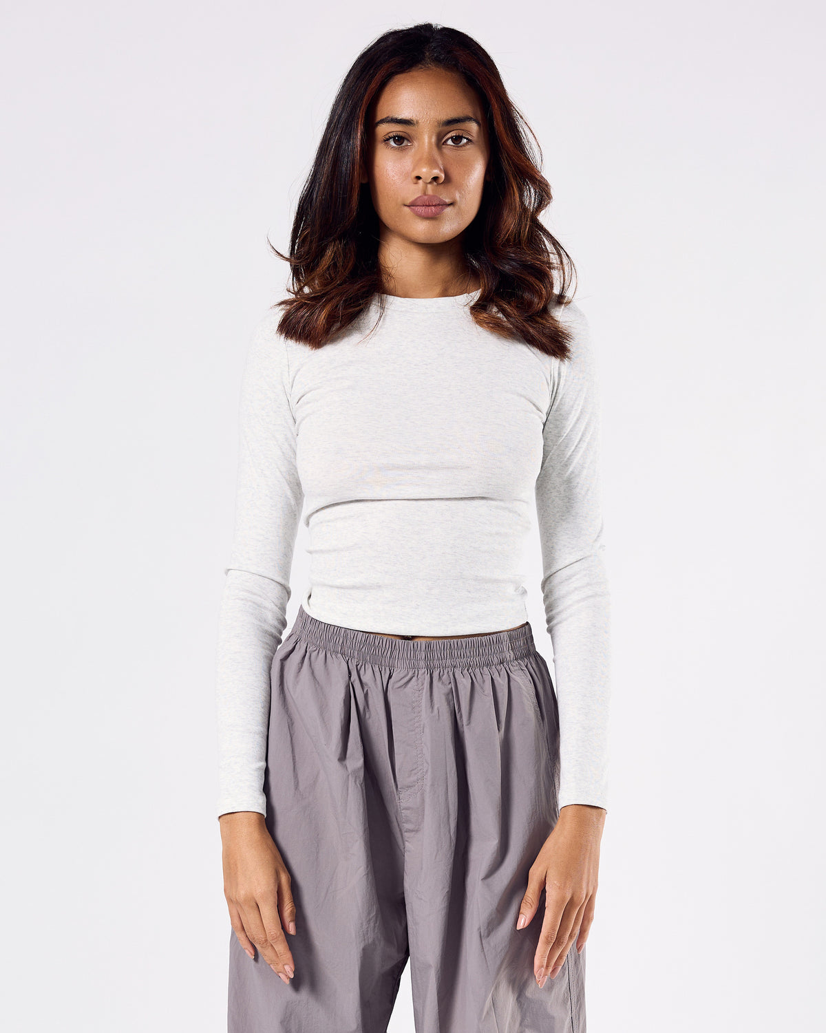 Cotton Long Sleeve Top — Just Gray