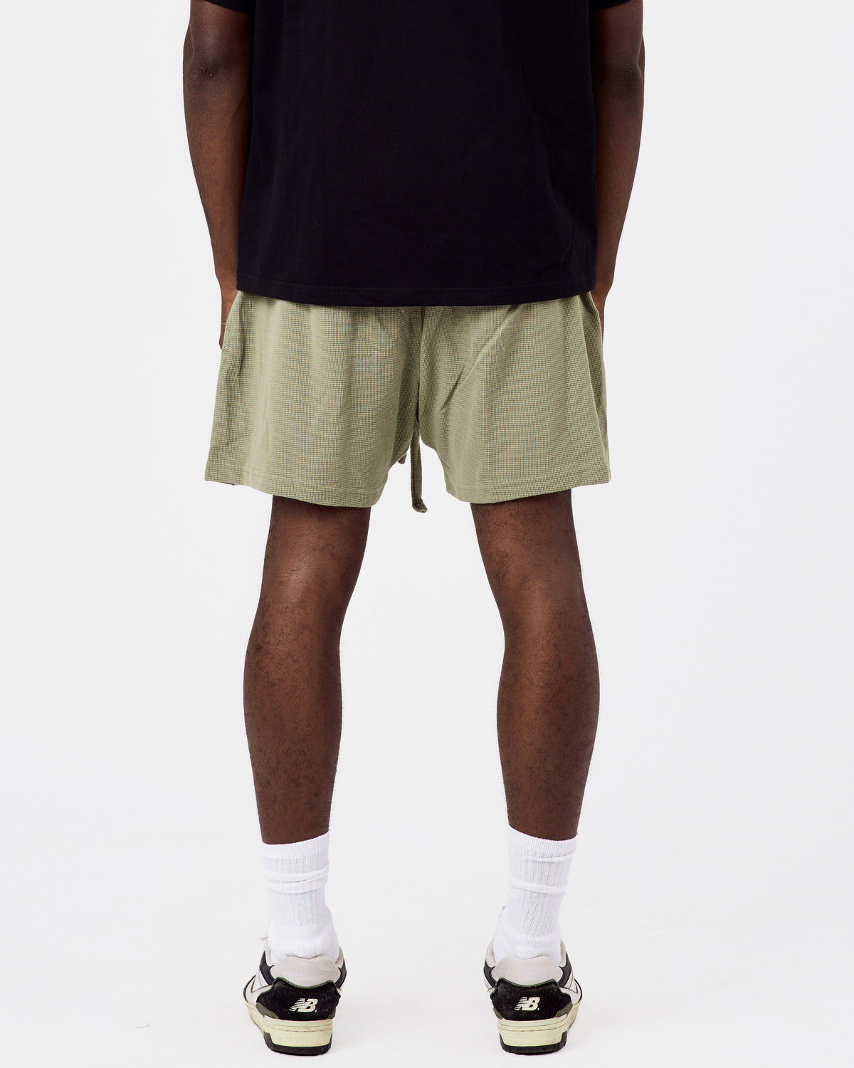 Textured Cotton Shorts — Sage Green