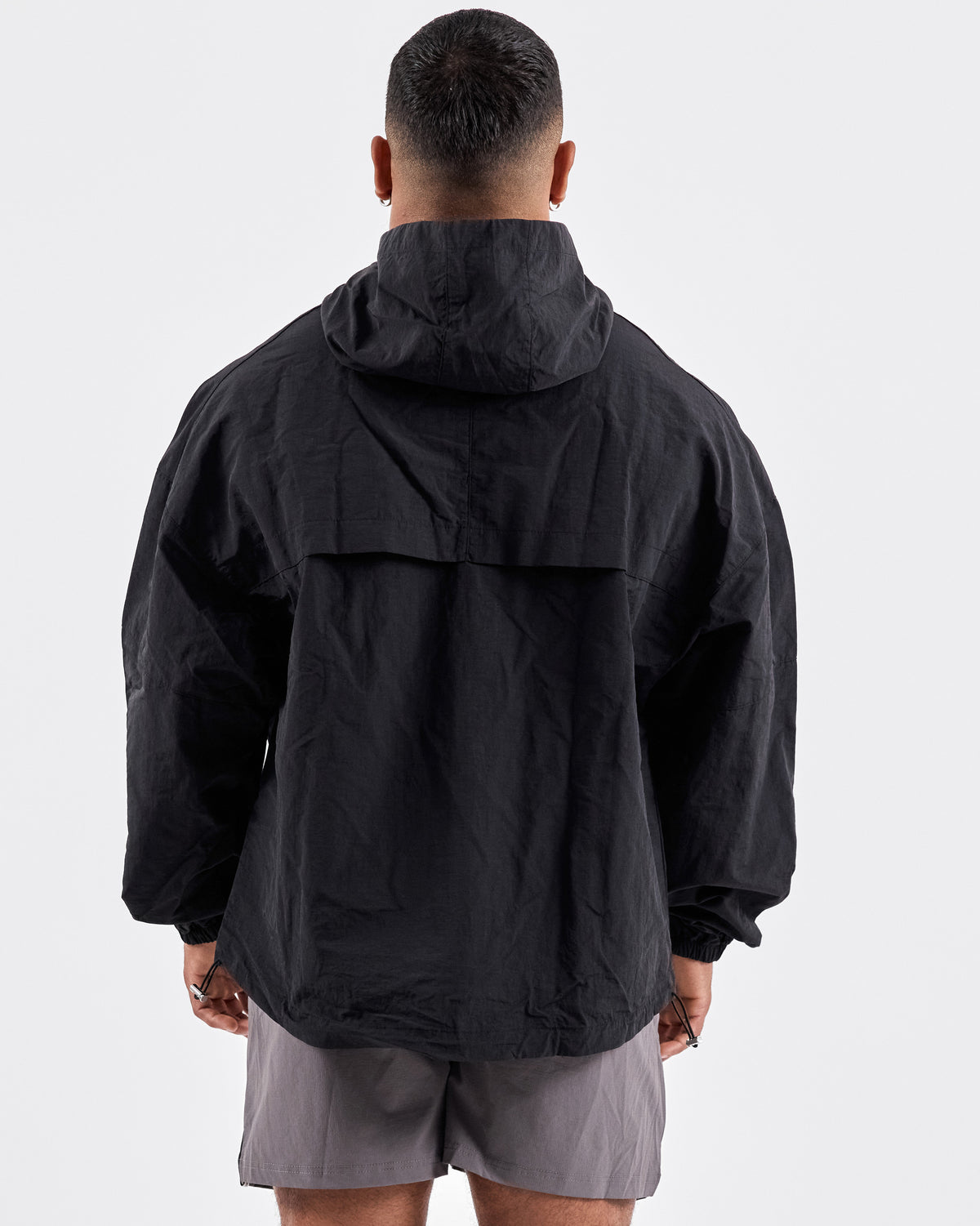 Hooded Zip Windbreaker — Jet Black