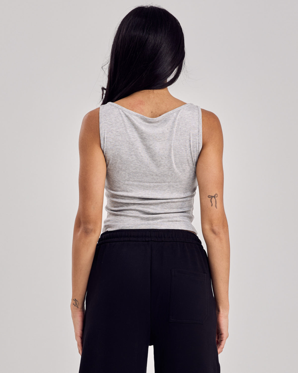 Structured Viscose Tank Top — Light Gray