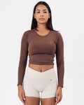 Open Back Long Sleeve Top — Ultimate Brown