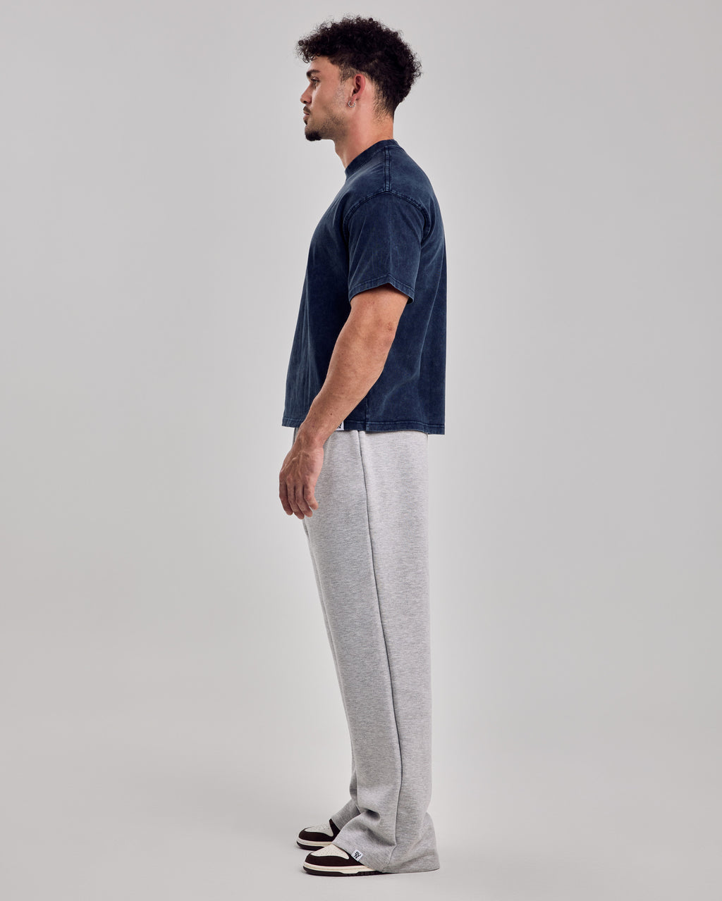 Oversized Acid Boxy T-Shirt — Washed Navy