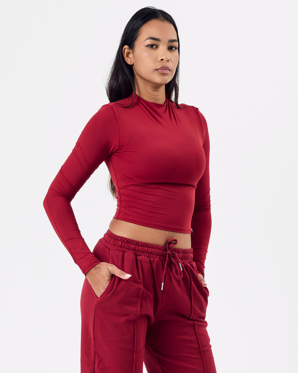 Line Long Sleeve Top — Cherry Red
