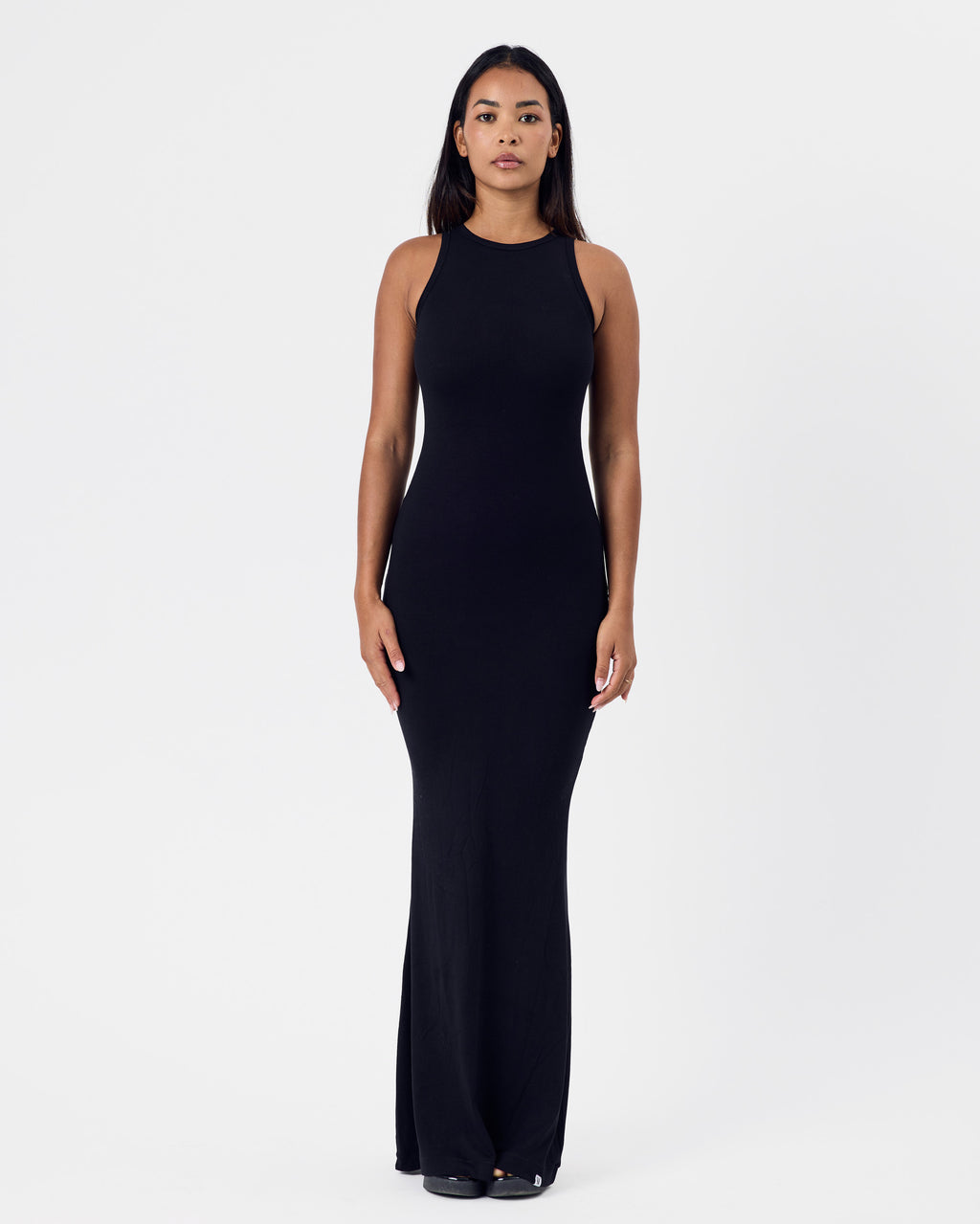 Ribbed Cotton Maxi Dress 1 — Jet Black