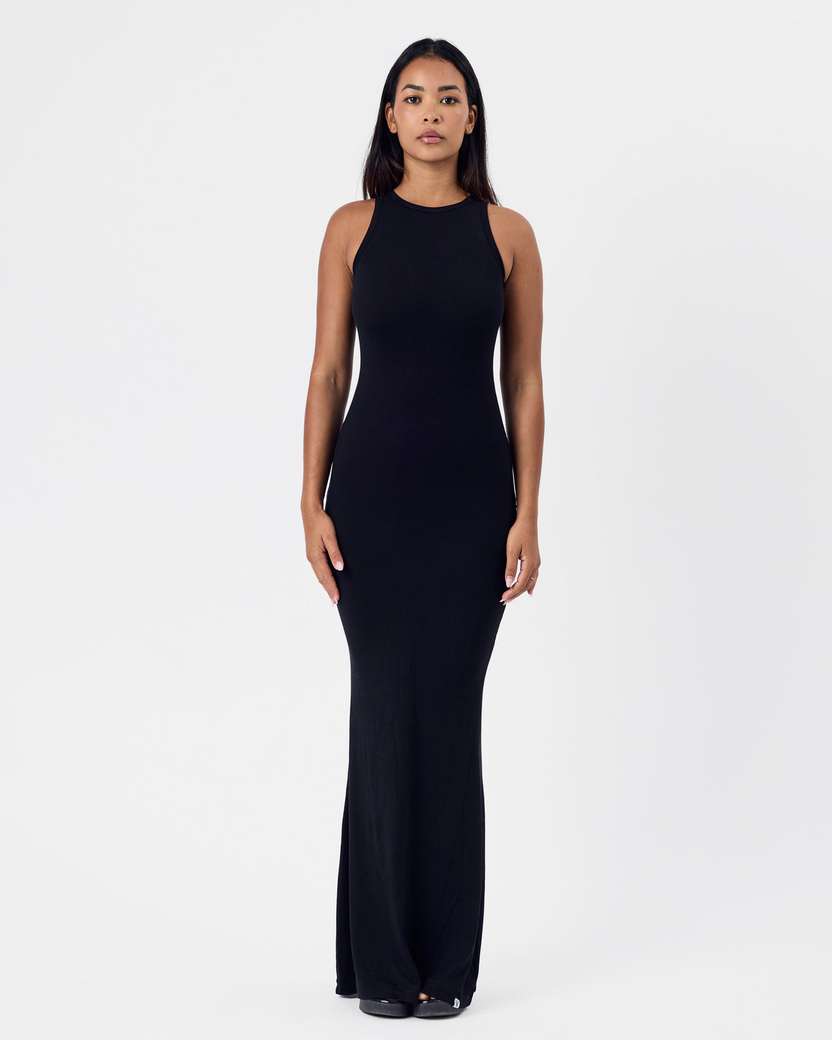 Ribbed Cotton Maxi Dress 1 — Jet Black