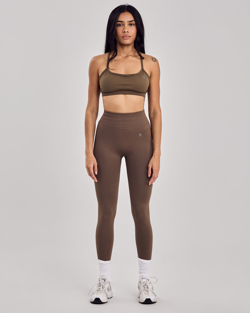 Enhance Seamless V Back Leggings — Muted Brown