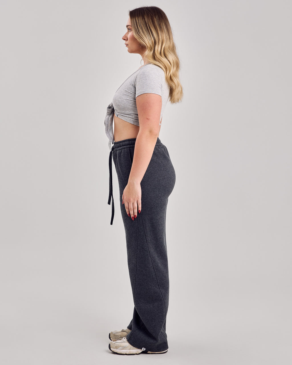 Cotton Wrap Short Sleeve Top — Light Gray
