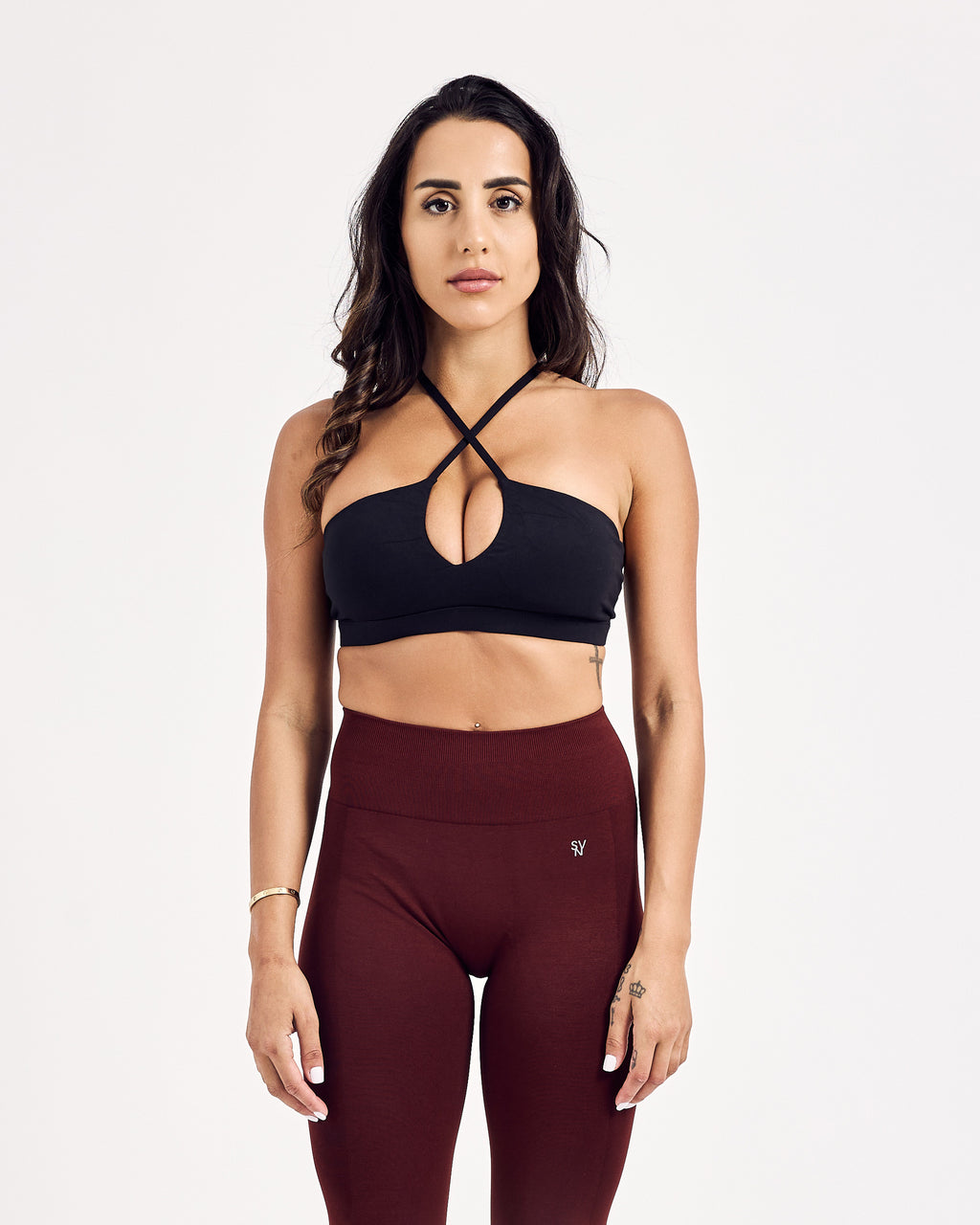 Cross Front Bra — Jet Black