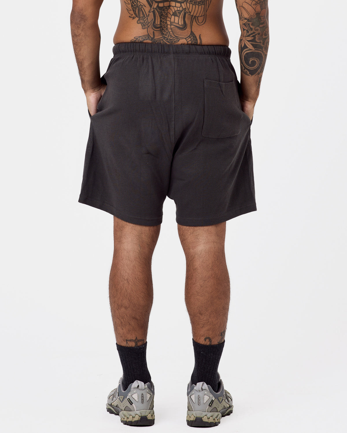 Textured Cotton Shorts — Dark Gray