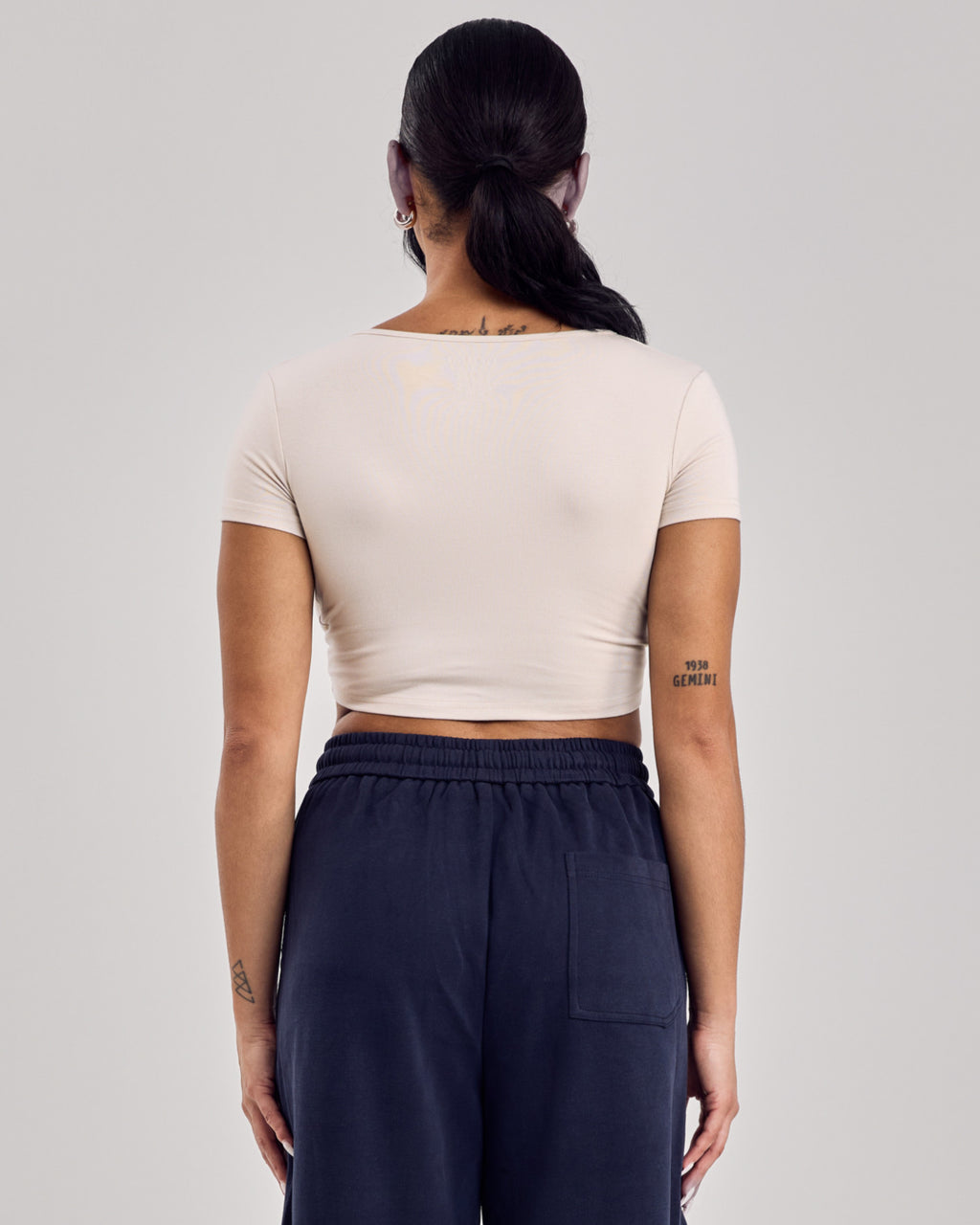 Cotton Wrap Short Sleeve Top — Sand