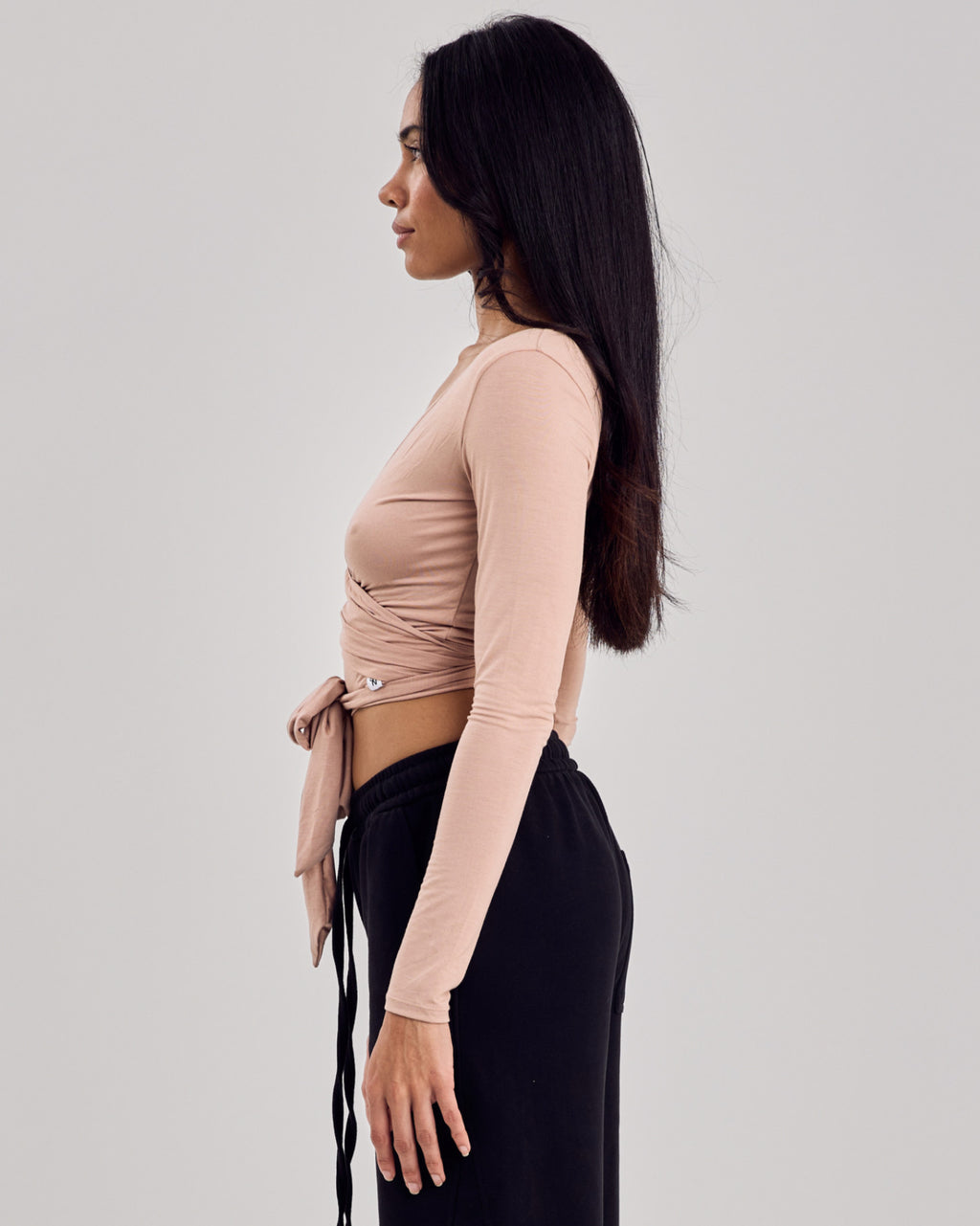 Ballet Wrap Cotton Top — Milk Tea