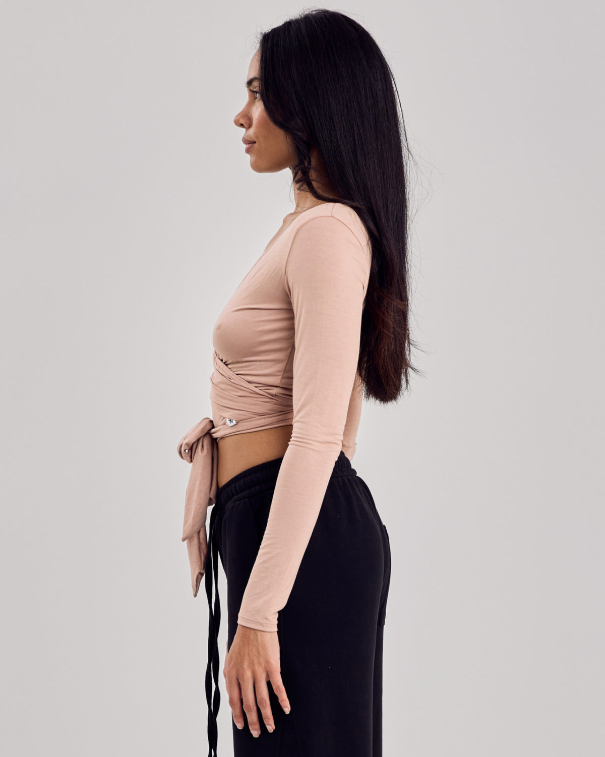Ballet Wrap Cotton Top — Milk Tea