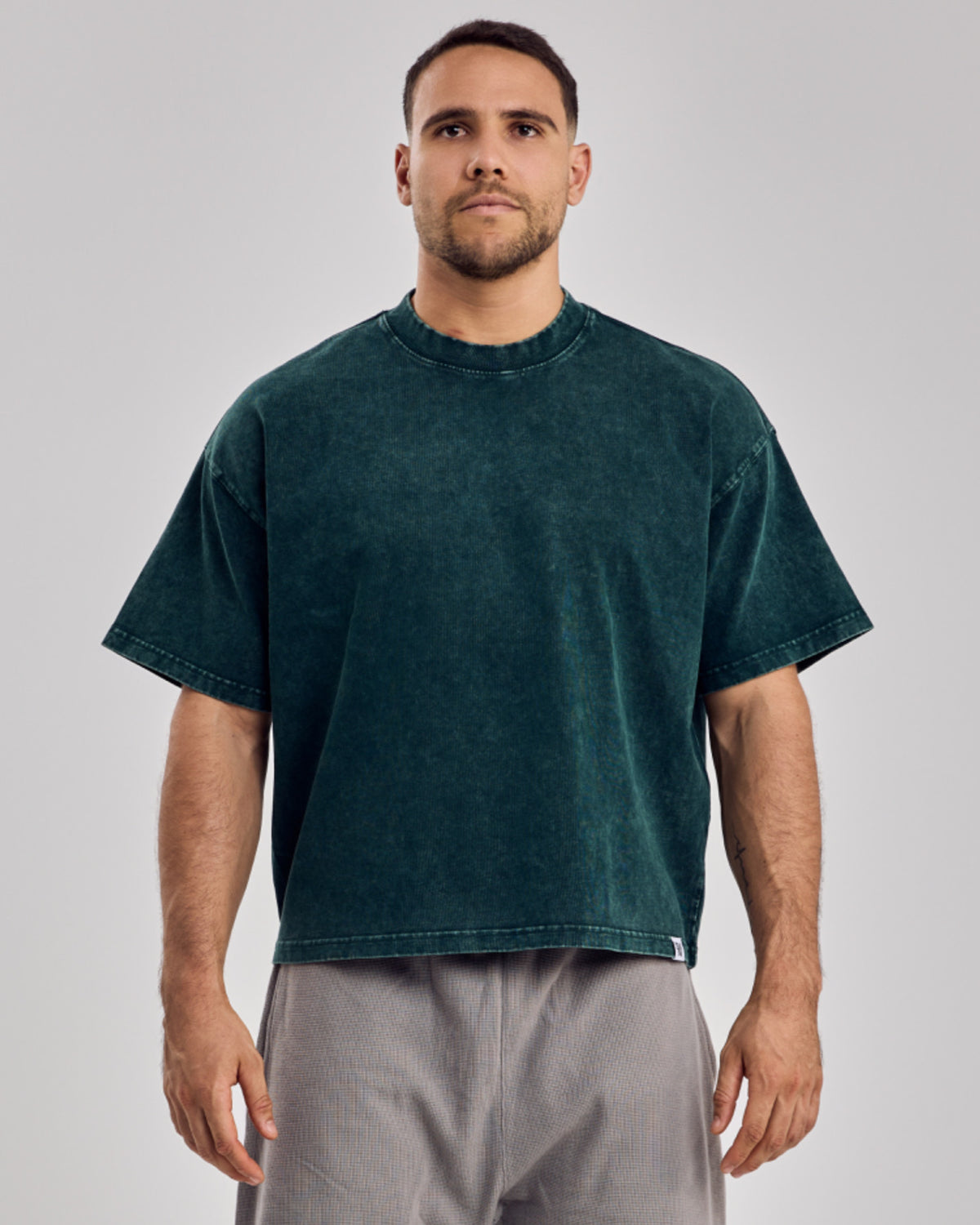 Oversized Acid Boxy T-Shirt — Washed Green