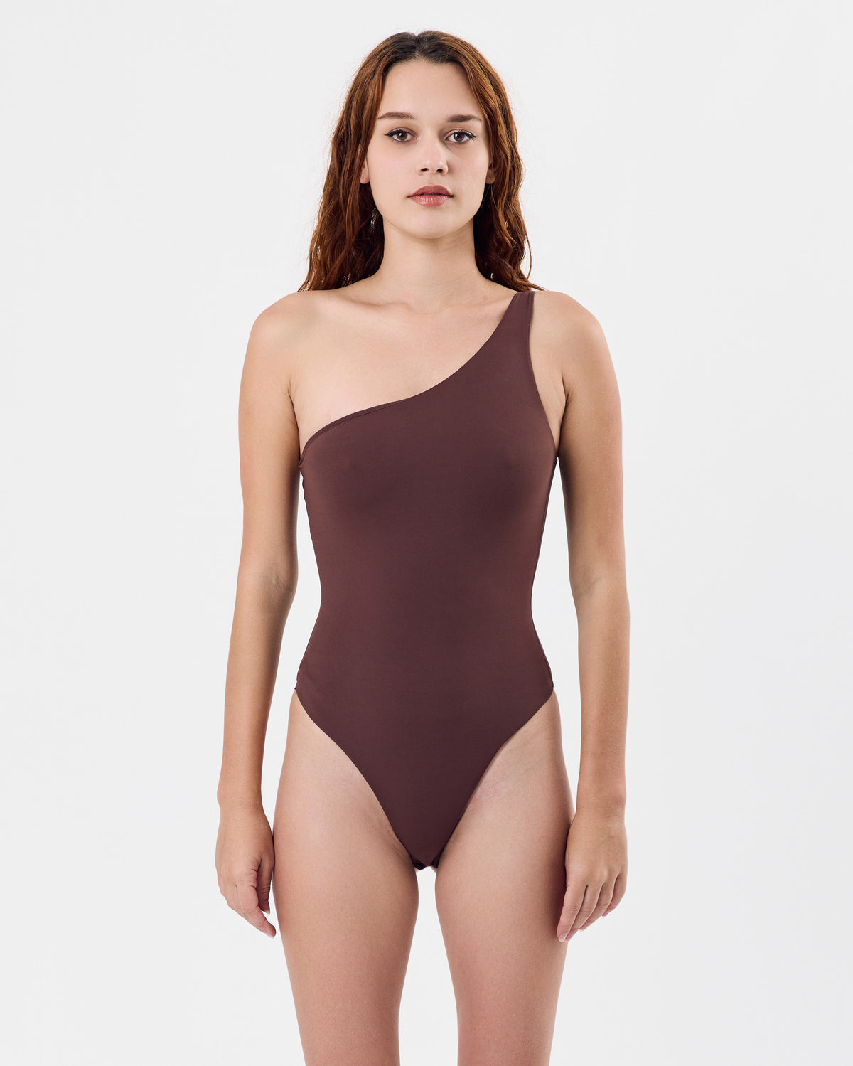 Second Skin One Shoulder Bodysuit — Walnut