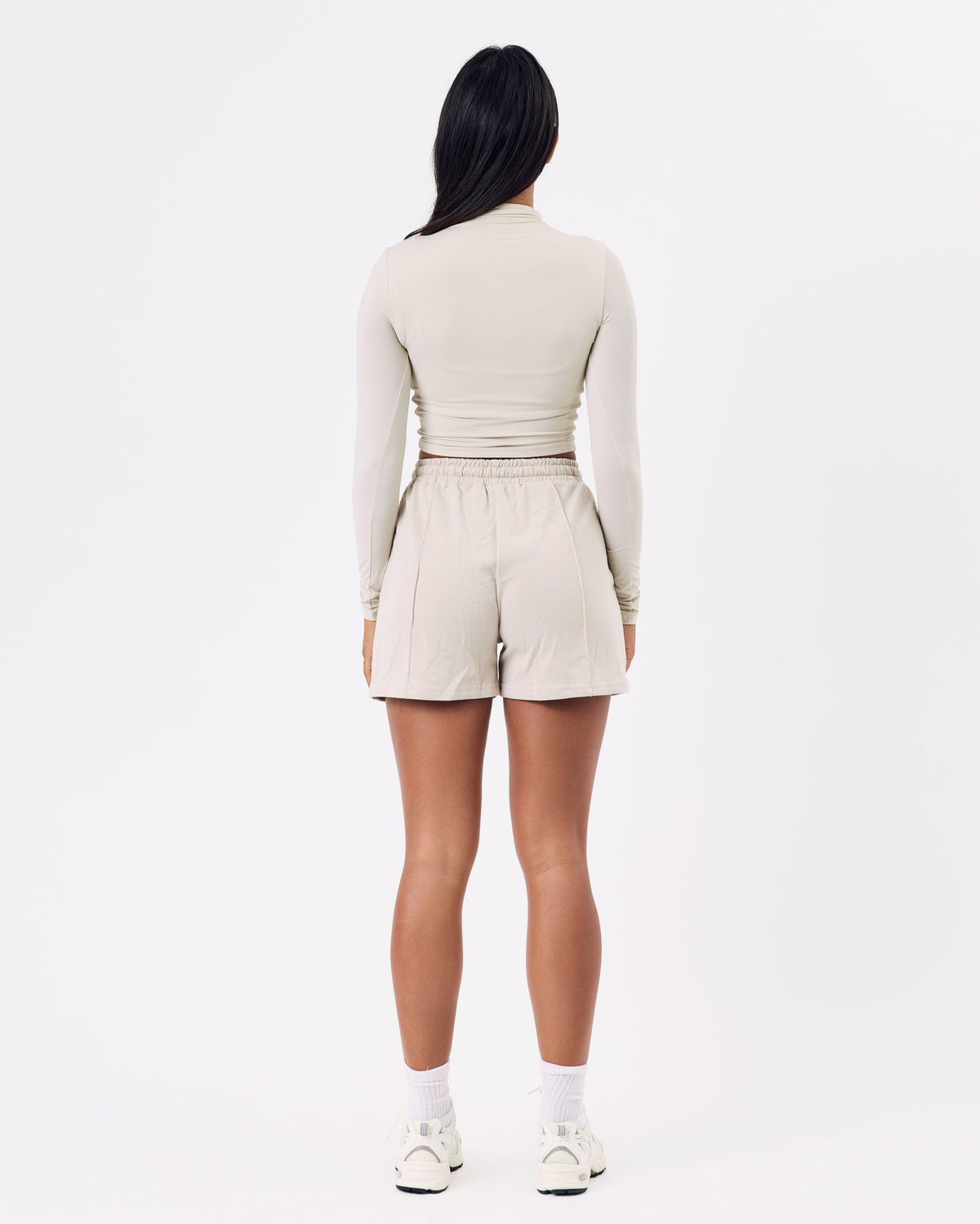 Line Cotton Shorts — Warm Oat