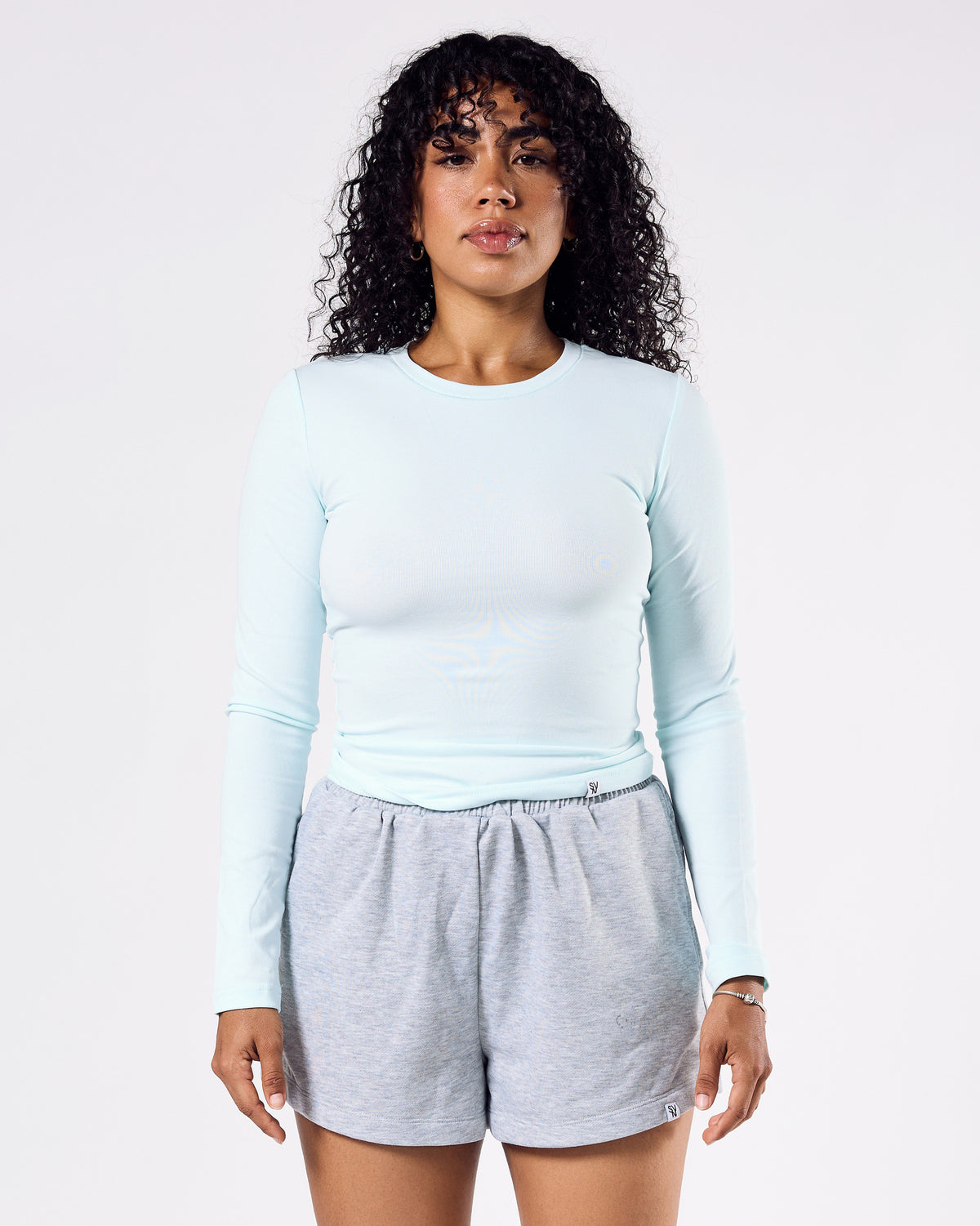 Cotton Long Sleeve Top — Bahamas Blue
