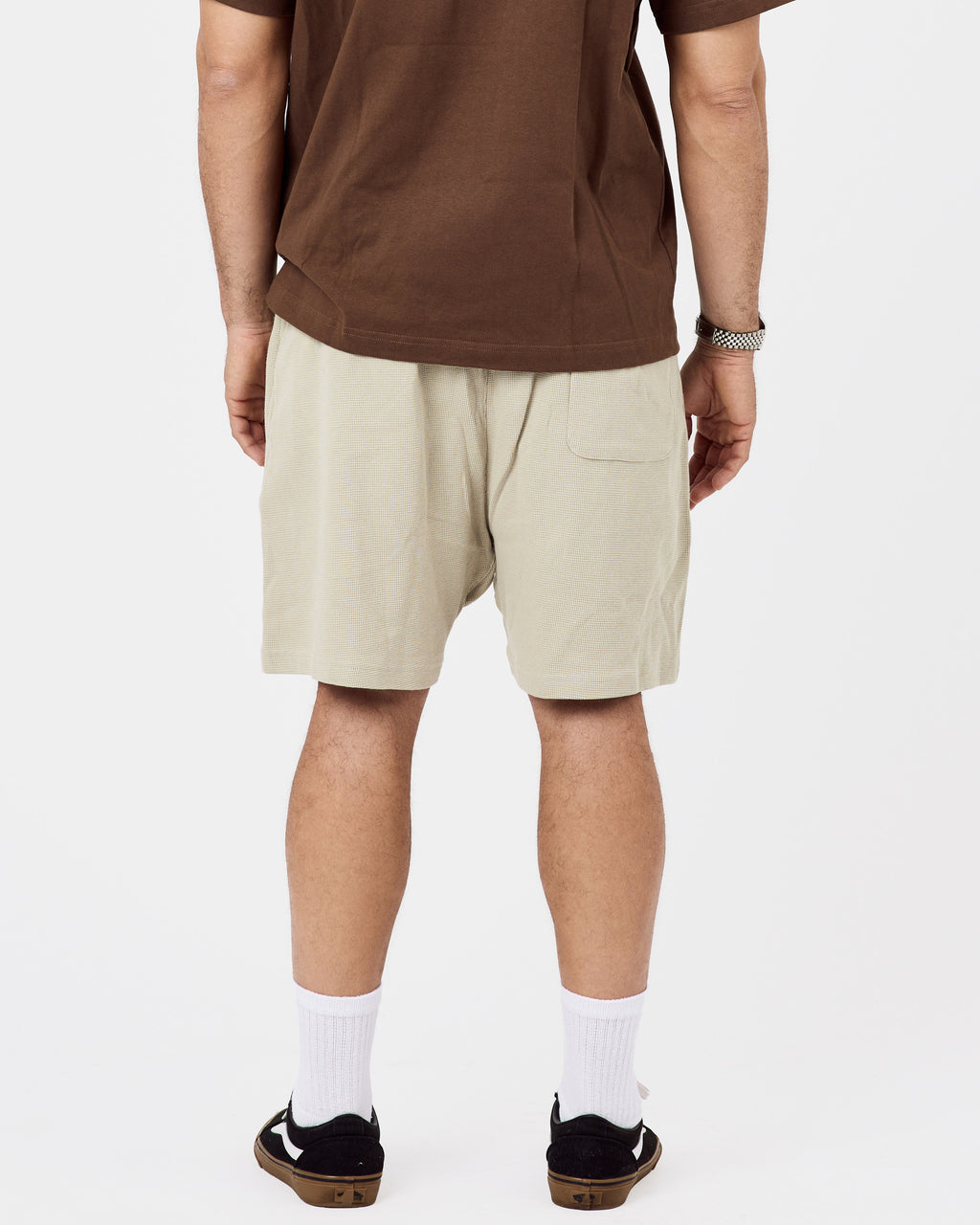 Textured Cotton Shorts — Beige