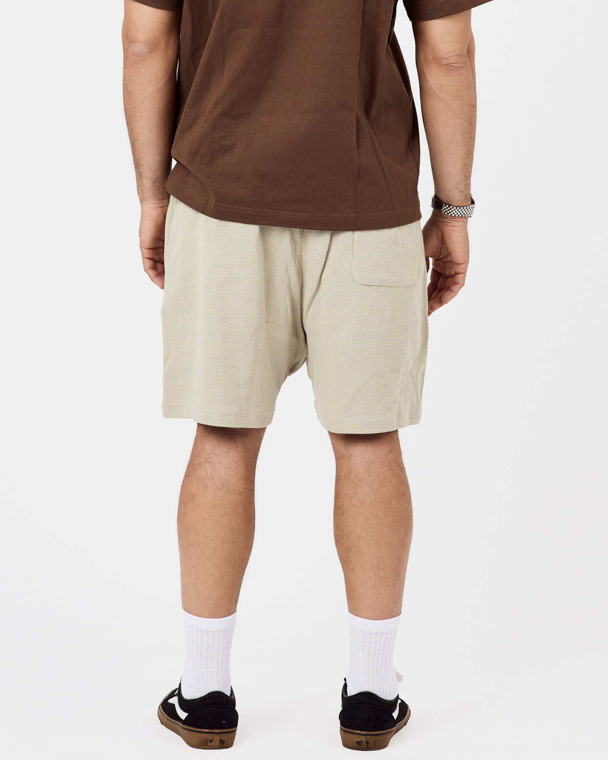 Textured Cotton Shorts — Beige