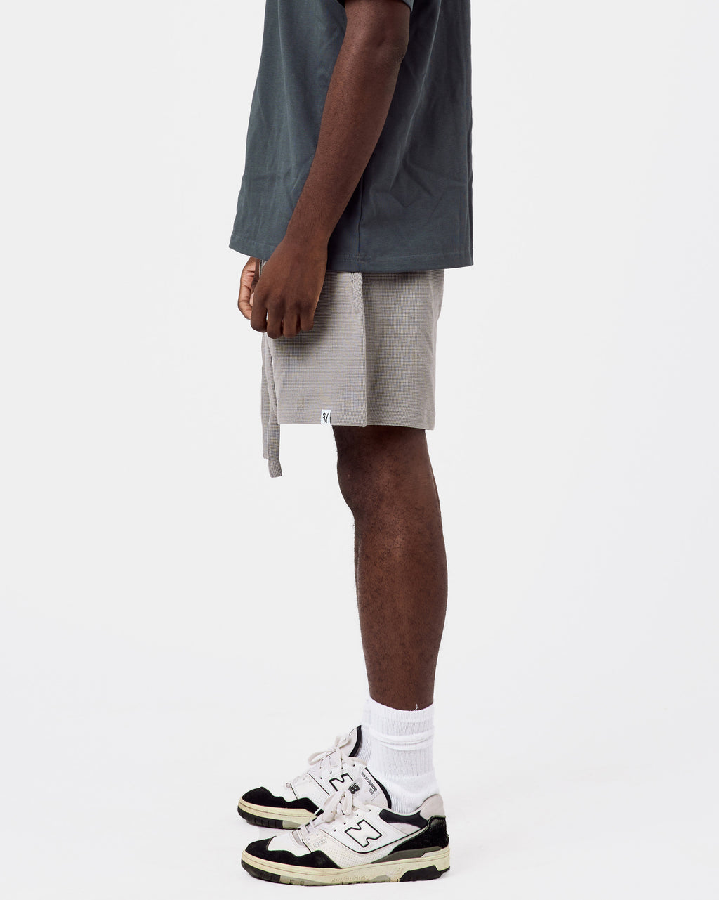 Textured Cotton Shorts — Light Gray